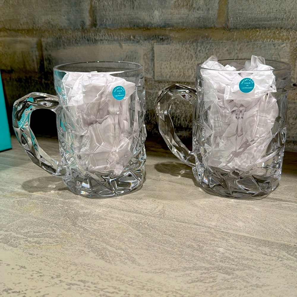 Tiffany & Co. Rock Cut Crystal Beer mug Set